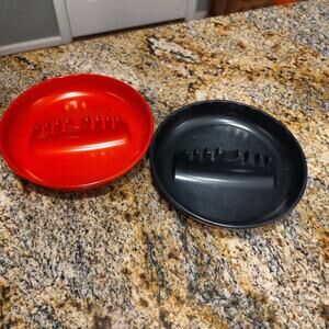 GES-LINE Red and Black Plastic Serving Bowls Set ID 341 Made in USA